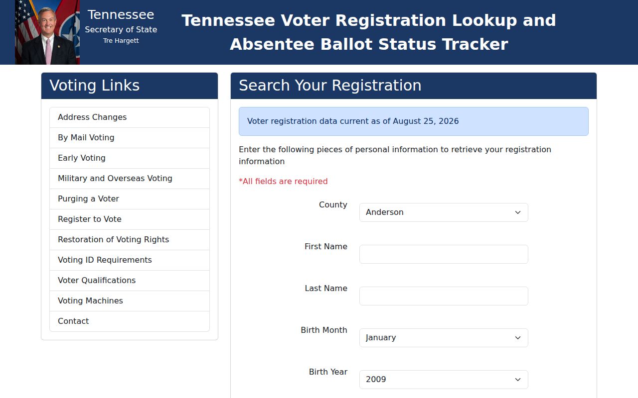 Cookeville residents directory voter registration lookup form